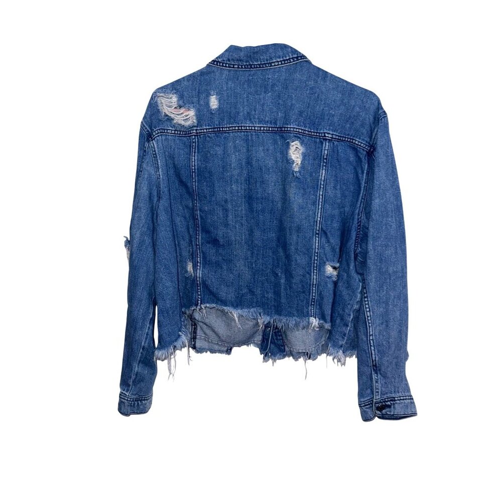 Distressed Cello Denim Jacket Vintage Blue Frayed Edges Size 3X - Picture 7 of 9